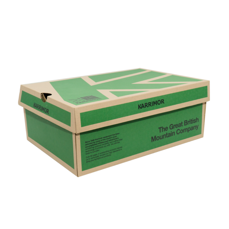 Hộp Giày Karrimor Green — Premium Shoe Box Xanh Teal Hình Học (鞋盒) | An Phat Packaging