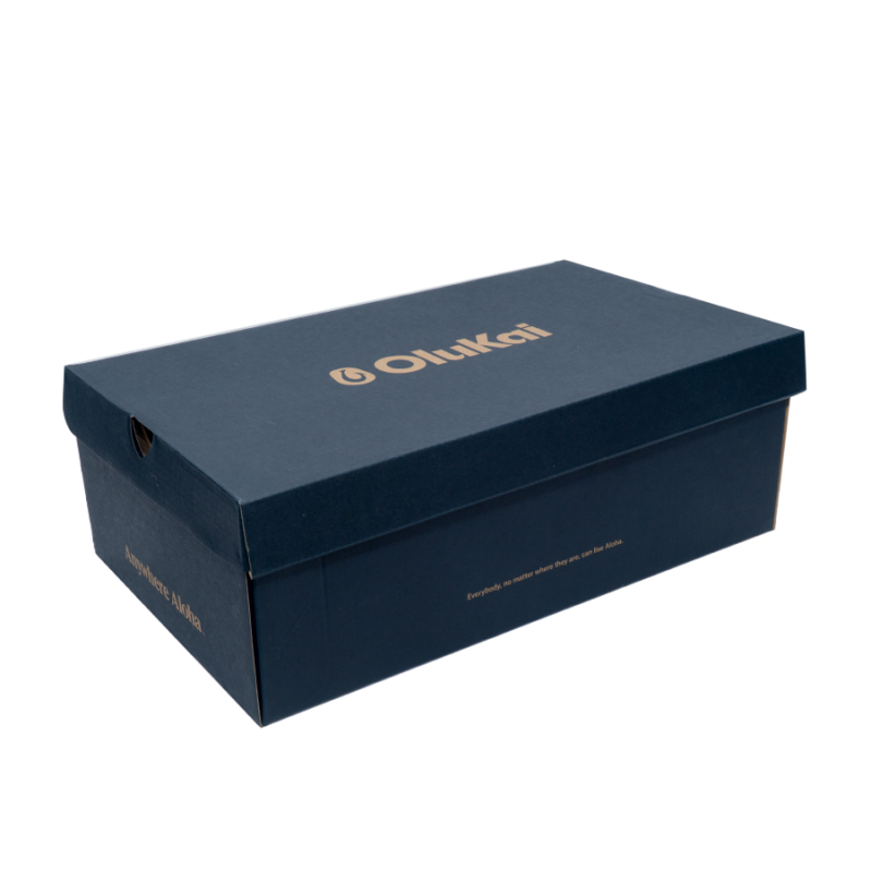 Hộp Giày OluKai Xanh Navy — Premium Shoe Box In Vàng Gold (鞋盒) | An Phat Packaging