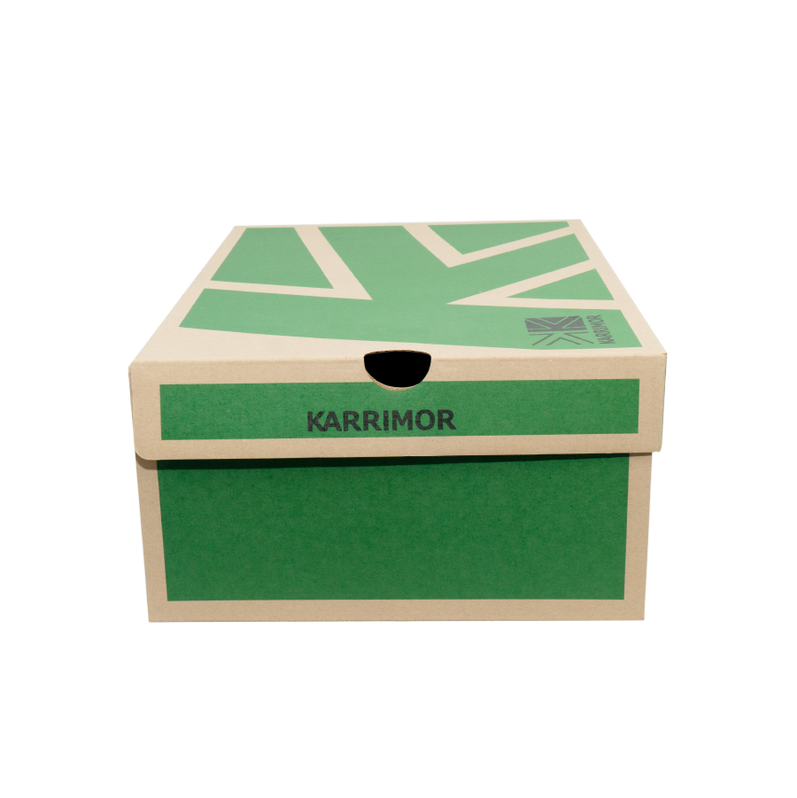 Hộp Giày Karrimor Green — Premium Shoe Box Xanh Teal Hình Học (鞋盒) | An Phat Packaging