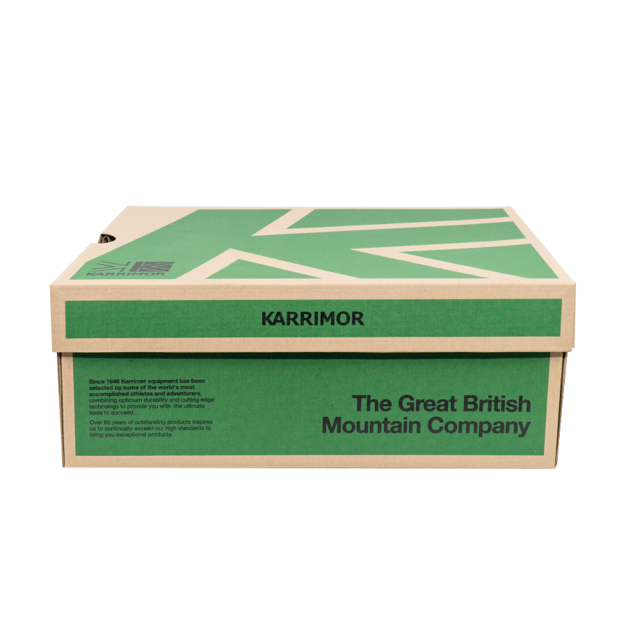 Hộp Giày Karrimor Green — Premium Shoe Box Xanh Teal Hình Học (鞋盒) | An Phat Packaging