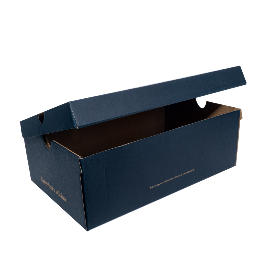 Hộp Giày OluKai Xanh Navy — Premium Shoe Box In Vàng Gold (鞋盒) | An Phat Packaging