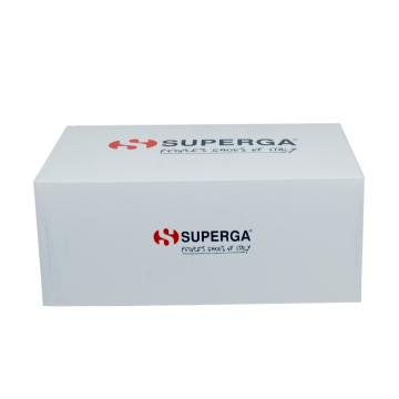 Hộp Giày Superga — Premium Shoe Box Trắng Logo Đỏ (鞋盒) | An Phat Packaging