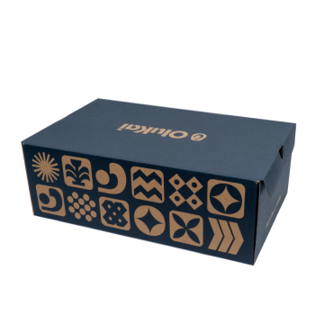 Hộp Giày OluKai Xanh Navy — Premium Shoe Box In Vàng Gold (鞋盒) | An Phat Packaging