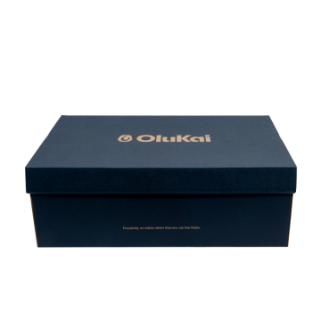 Hộp Giày OluKai Xanh Navy — Premium Shoe Box In Vàng Gold (鞋盒) | An Phat Packaging